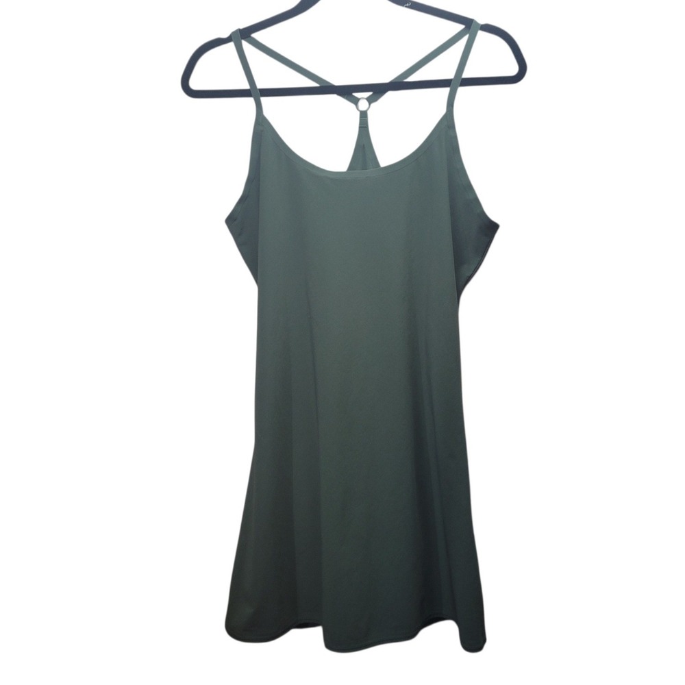 Outdoor Voices Exercise Dress Dark Green Racerback Built-in Shorts Pockets Sz M - Picture 1 of 9